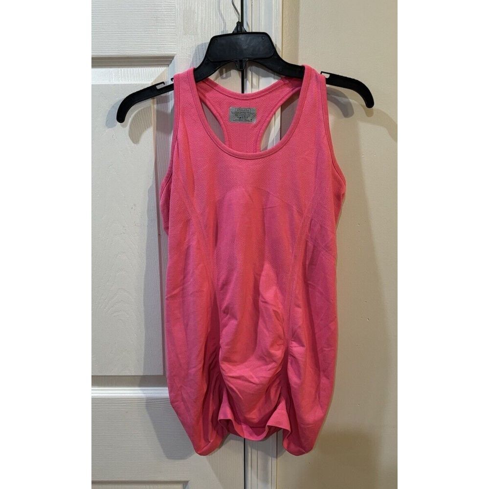 Athleta Women's Sz S Pink Racerback‎ Clinched Sides Sleeveless Tank Top